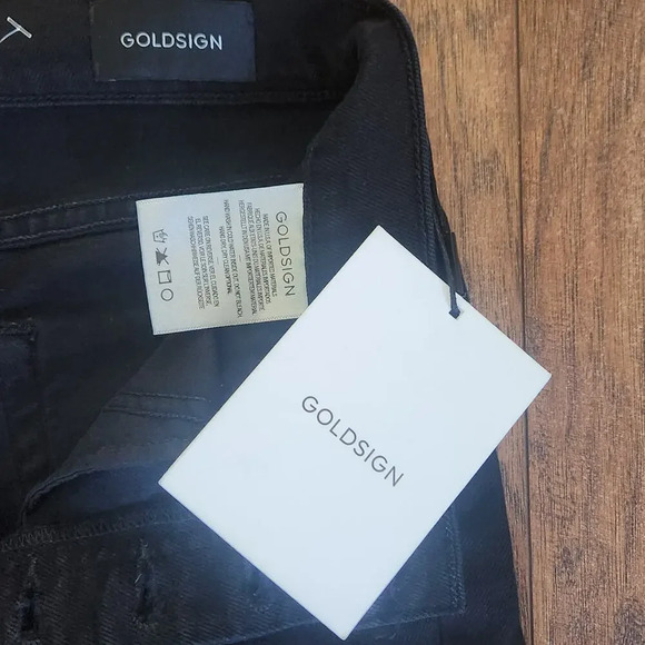 NWT Goldsign The High Rise Jeans Womens 24 Black Slatert Button Fly  Ankle Leg - Picture 10 of 15